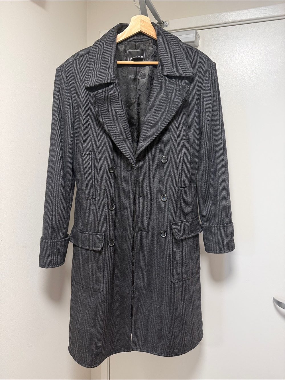 Custom Sherlock Holmes charcoal wool herringbone overcoat